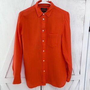 J. Crew Button Down Gauzy Top Women’s Size 4 Orange